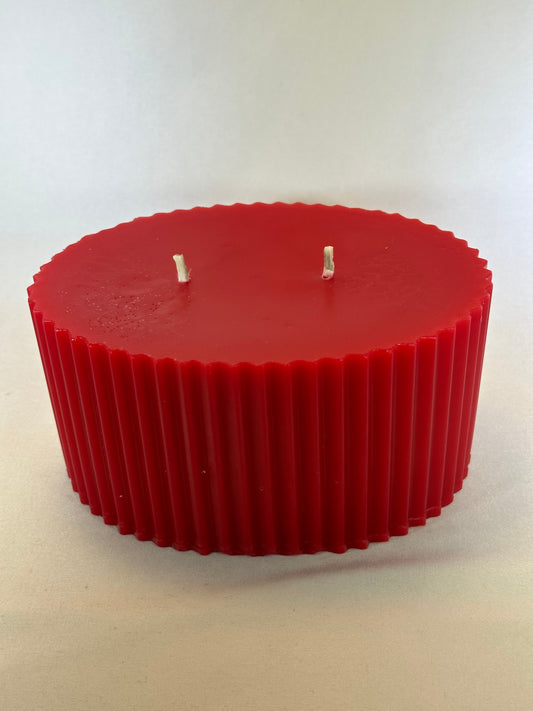 Fluted Oval Tall - 2 Wick, Christmas Morning Scent, Red