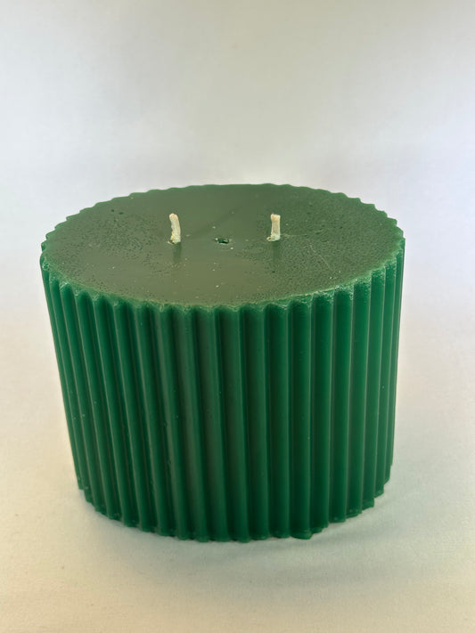 Fluted Oval Tall - 2 Wick, Christmas Morning Scent, Green